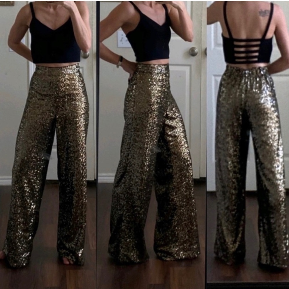NEW Banana Republic | High-Rise Wide Leg Sequin Pants - Picture 4 of 13